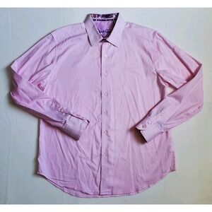 Robert Graham Button-Up Shirt Mens L Classic Fit Pink Floral Cotton Blend